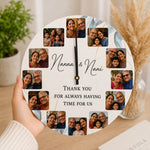 Personalized Round Wooden Wall Clock | Custom Family Photos & Names | Love Craft Gifts™