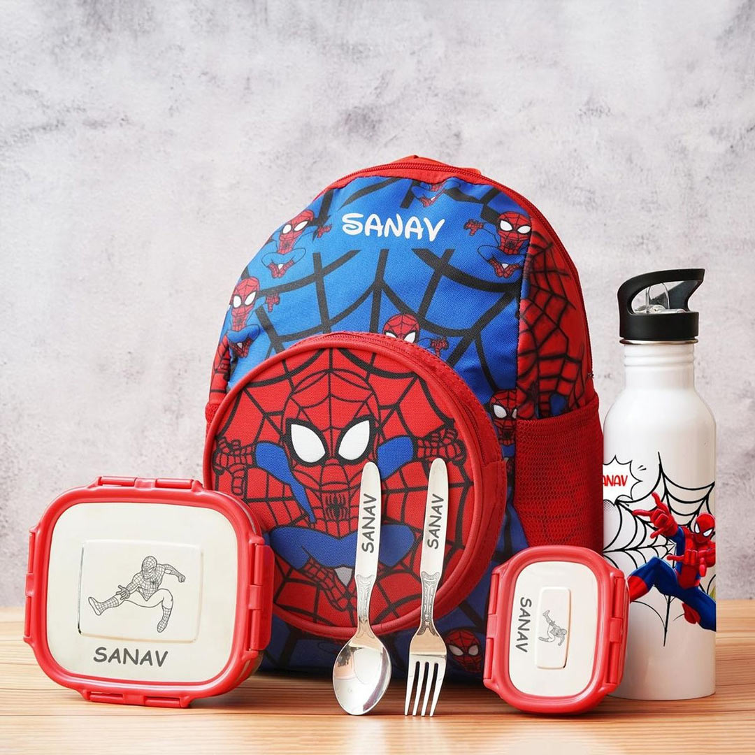 Personalized Spiderman Kids School Bag & Lunch Box Set | Kids Zone | Love Craft Gifts