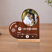 Personalized Spotify Song Wooden LED Frame | Custom Photo Music Plaque Gift - 6x7.5"