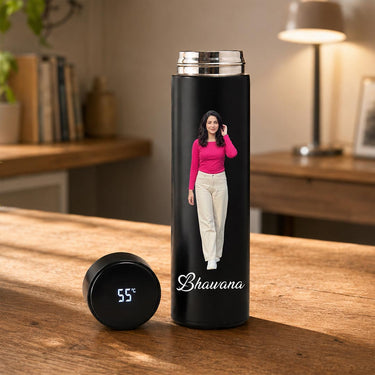 Personalized Temperature Display Water Bottle with Custom Photo & Name | Smart Digital Bottle | Love Craft Gifts™