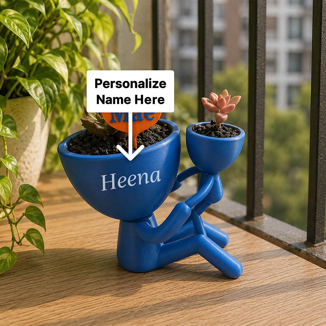 Personalized Together Plant Pot with Custom Name | Cute Double Plant Buddy Planter for Best Friends, Couples & Home Décor