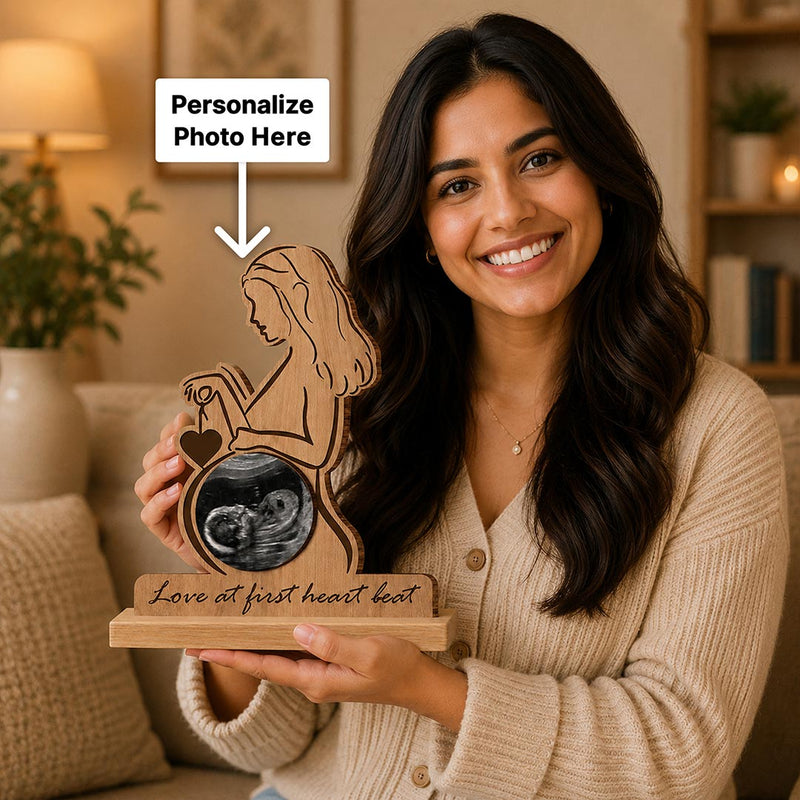 Personalized Ultrasound Photo Stand 6x8 Inch | Custom Sonogram Keepsake for Mom-to-Be