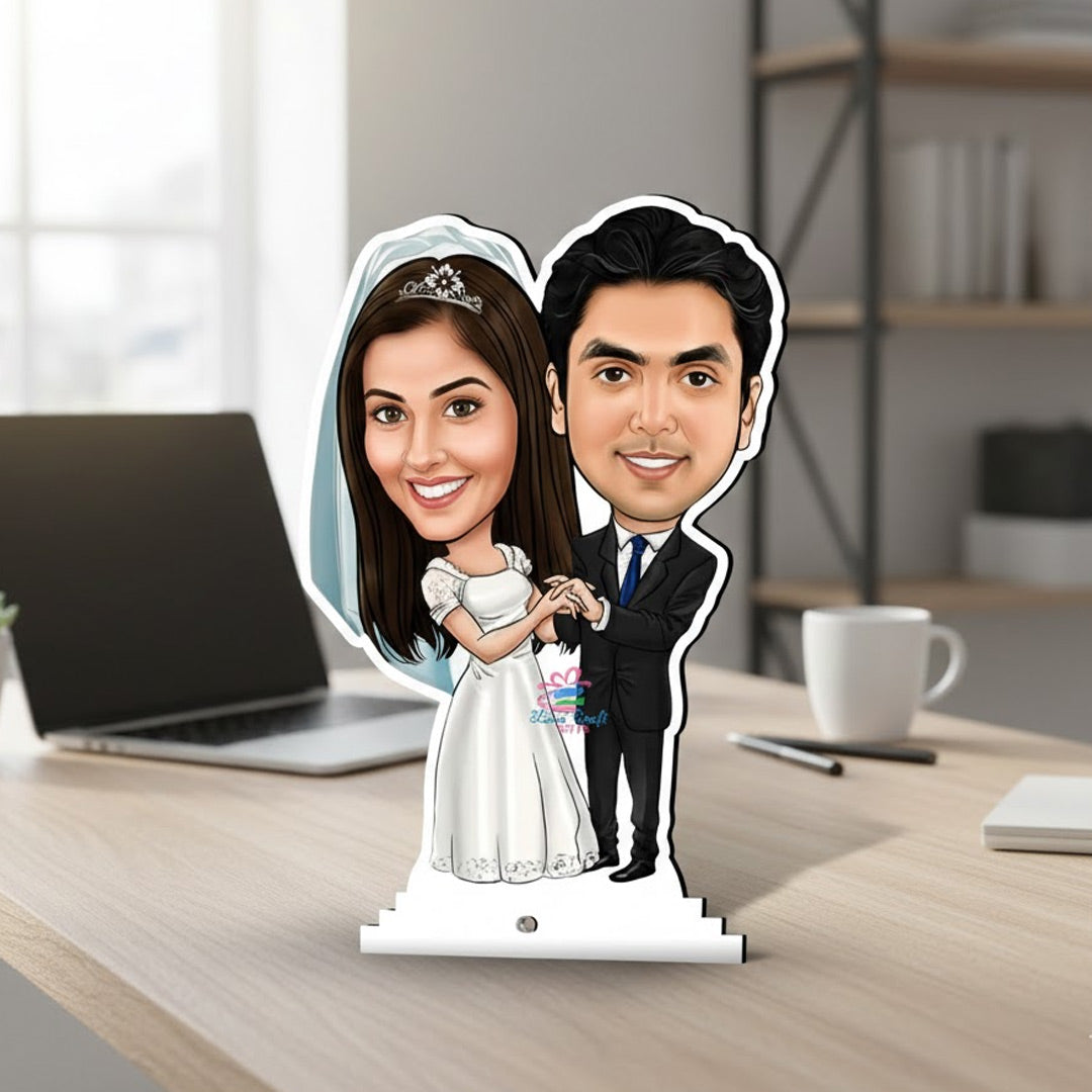 Personalized Wedding Caricature Table Top Stand for Couples | Caricature Gift | Love Craft Gifts