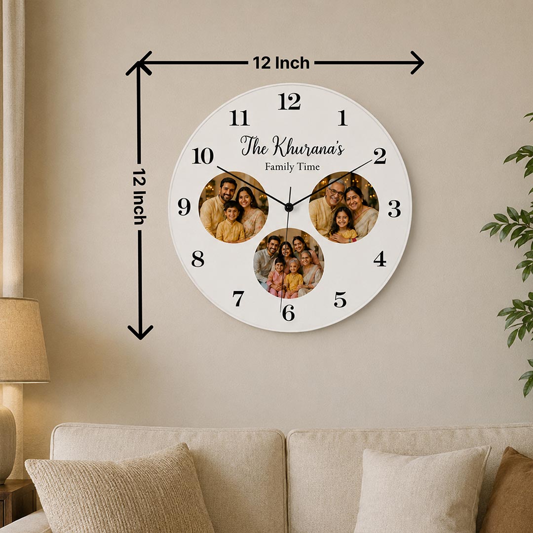 Personalized Wooden Family Memory Wall Clock | Custom Photo Keepsake | Love Craft Gifts™