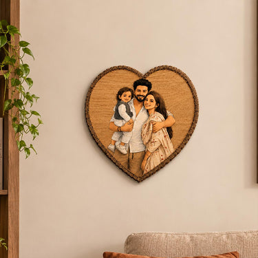 Personalized Wooden Heart Slice Family Photo Gift | Custom Wooden Portrait Art | 7×7 Inch | Love Craft Gifts™