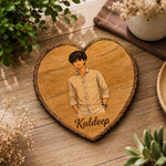Personalized Wooden Heart Slice Portrait | Custom Photo & Name Gift | Heart-Shaped Wooden Keepsake | Love Craft Gifts™