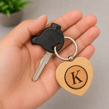 Personalized Wooden Initial Heart Keychain | Premium Wooden Alphabet Key Holder | Love Craft Gifts™
