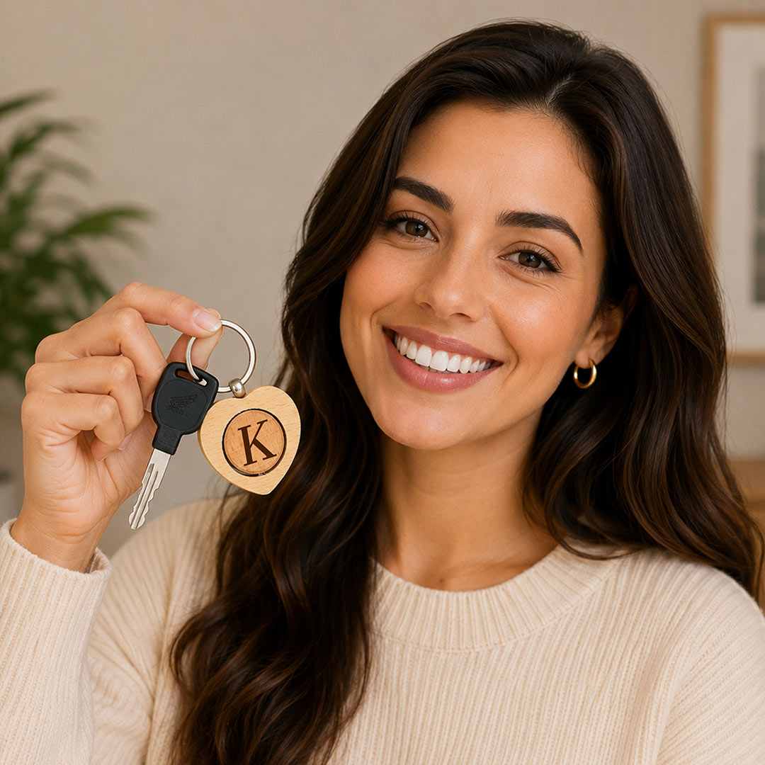 Personalized Wooden Letter Keychain | Custom Initial Heart Gift | Love Craft Gifts™