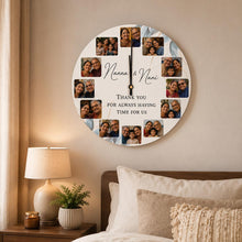 Personalized Wooden Photo Collage Wall Clock 12x12" | Love Craft Gifts™