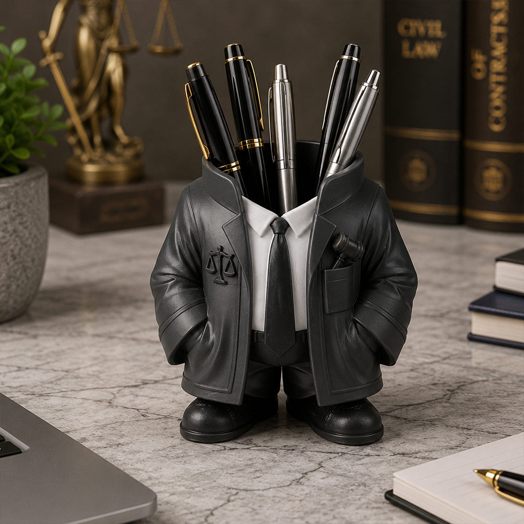 Personalized Advocate Coat Pen Stand with Custom Name | Unique Desk Organizer Gift for Lawyers, Judges & Legal Professionals | Love Craft Gifts™