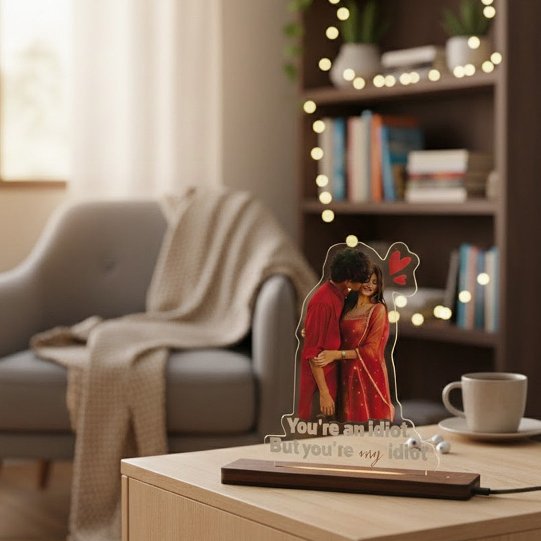 Personalized Couple Acrylic LED Lamp (5 × 7 Inch) | Love Craft Gifts