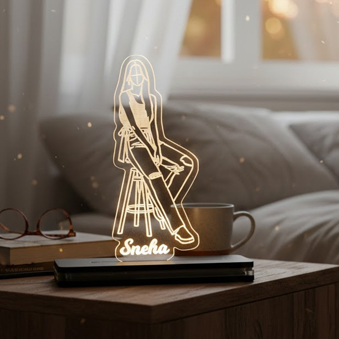 Personalized Name Acrylic LED Lamp (4 × 6 Inch) | Love Craft Gifts
