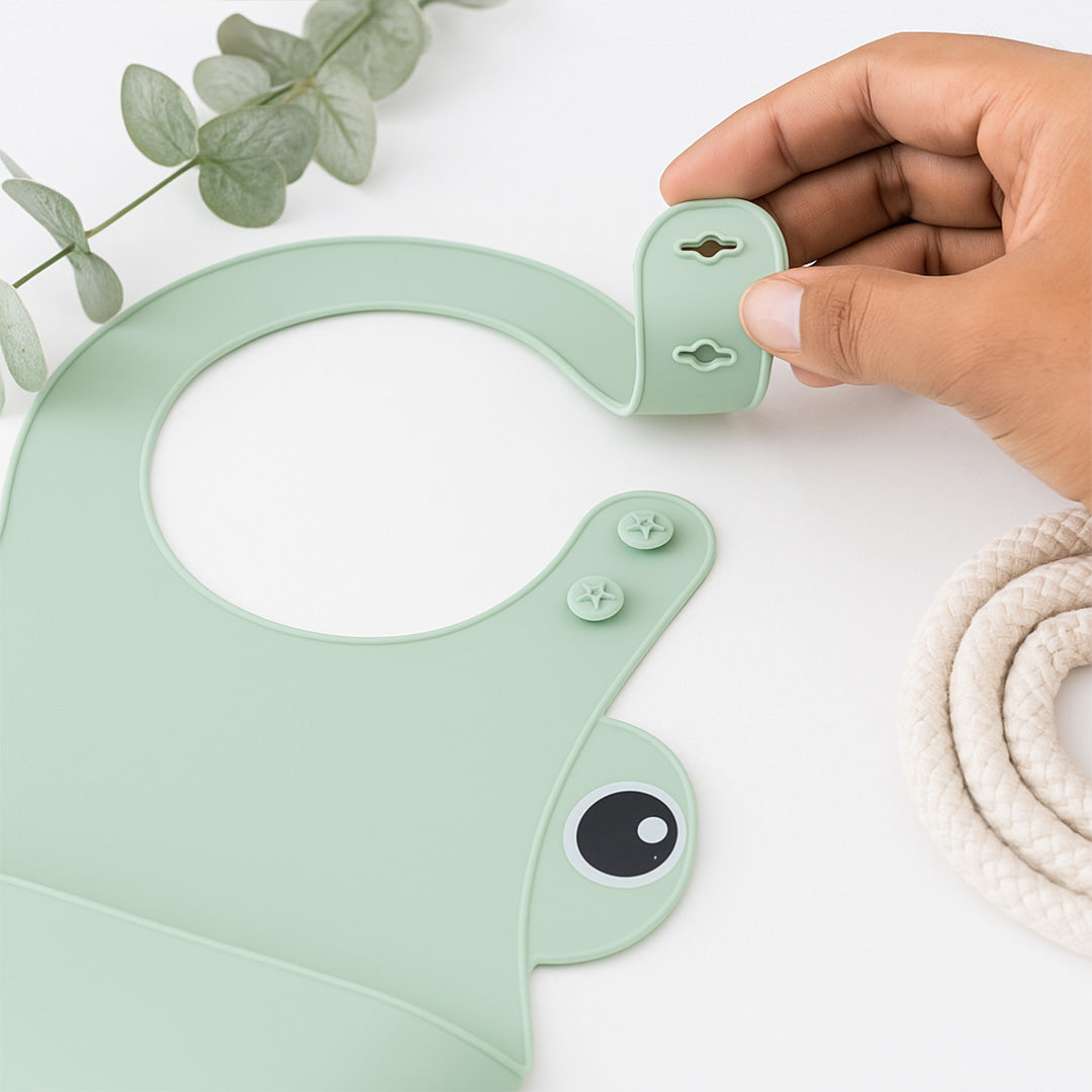 Frog-Themed Personalized Silicone Baby Bib | Love Craft Gifts
