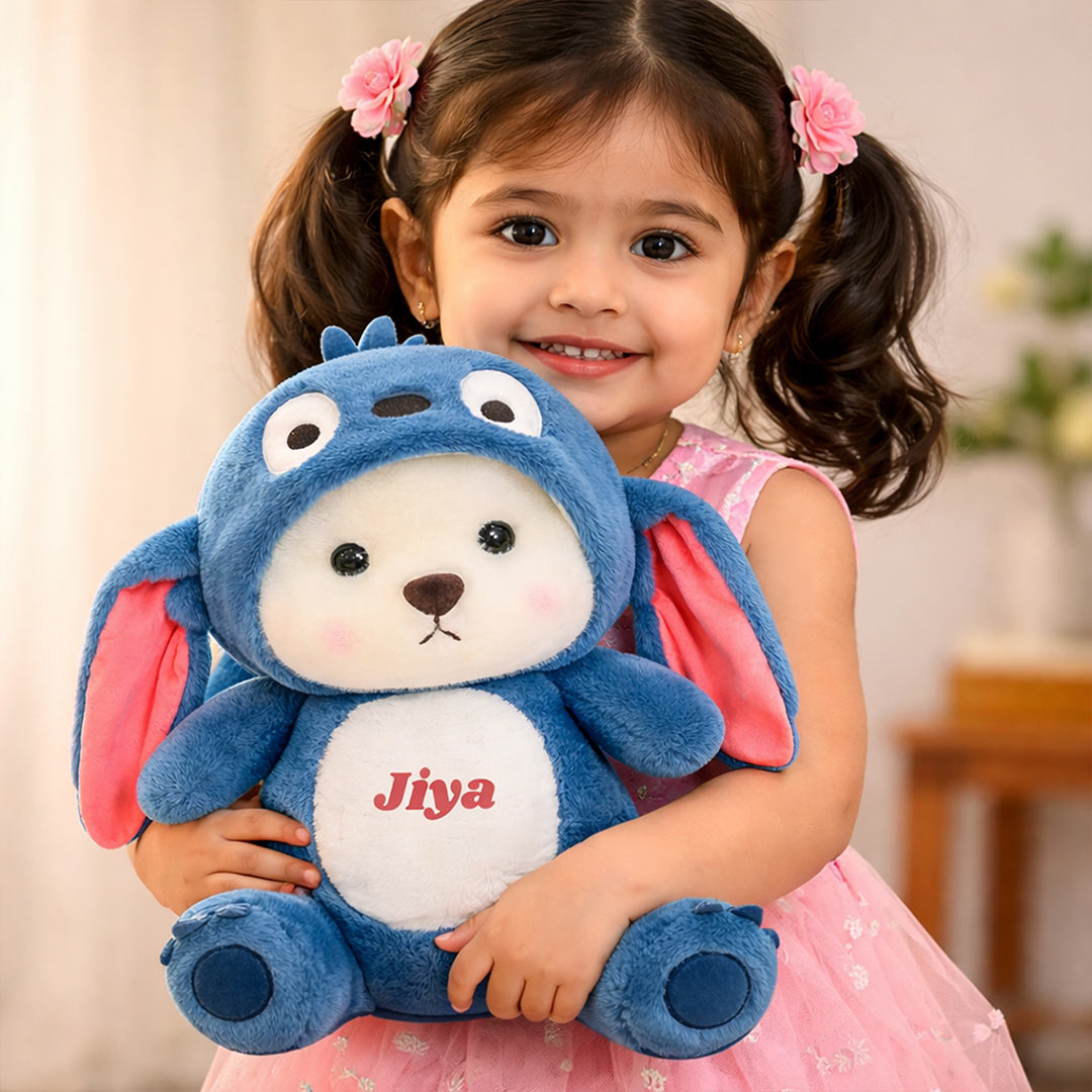 Personalized Bunny Plush Soft Toy with Custom Name – Cute Kids Teddy Rabbit Gift (Approx. 12 Inch) | Love Craft Gifts