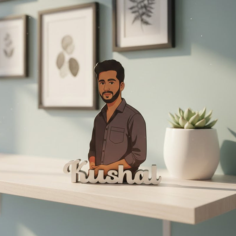 Personalized Cartoon Name Table Stand – 7×6" | Love Craft Gifts