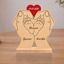 Personalized Couple Hand Heart Wooden Name Frame | Custom Romantic Keepsake Gift - 7x7"