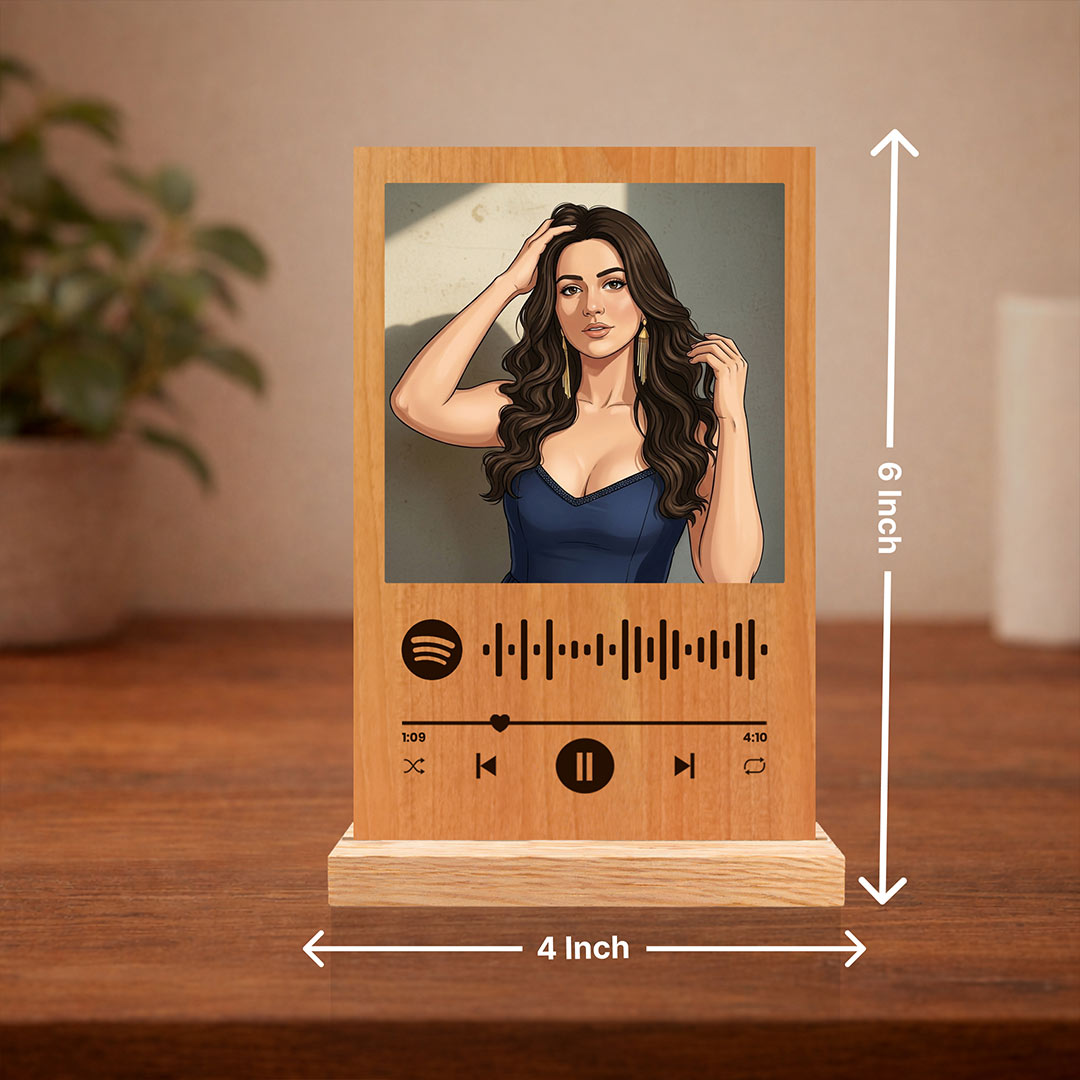 Personalized Spotify Song Wooden Photo Frame – Custom Music Plaque Table Top Gift 4x6" | Love Craft Gifts™
