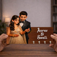 Personalized Couple Photo Wooden Key Holder-7x5"