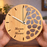 Personalized Couple Wooden Wall Clock – Custom Name Modern Designer Wall Clock (11 Inch) | Love Craft Gifts