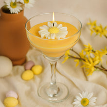 Personalized Daisy Flower Candle in Cocktail Glass