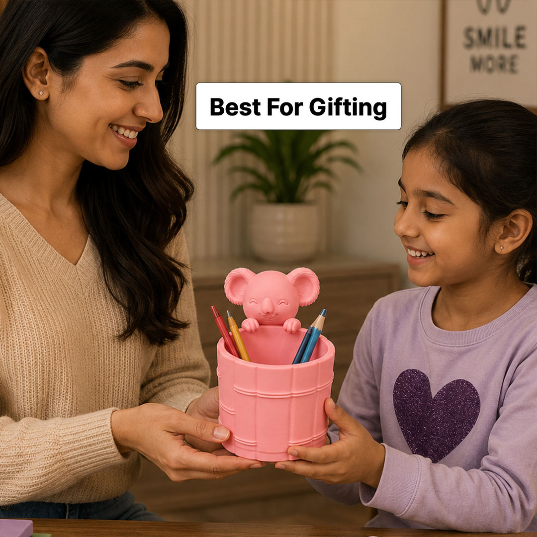 Personalized Cute Koala Pen Stand with Custom Name | Adorable Desk Organizer Gift for Kids, Girls & Students | Cute Study Table Accessories & Stationery Holder | Love Craft Gifts™