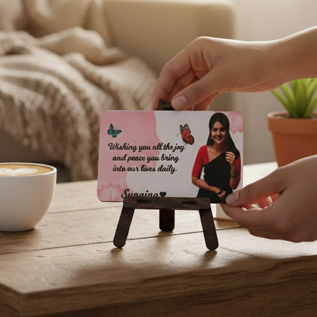 Personalized Photo & Message Mini Table Stand (7×4 Inch) | Love Craft Gifts