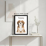 Personalized Pet Portrait Frame with Name – Custom Dog Illustration Photo Frame (All Sizes Available) | Love Craft Gifts