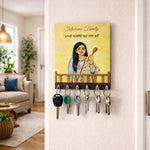 Personalized Family Key Holder Wall Frame – Custom Name Wooden Key Hanger for Home Entrance (6x8 Inch) | Love Craft Gifts
