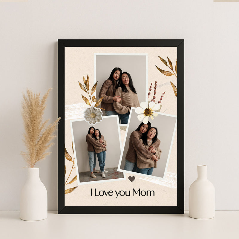 Custom Mother-Daughter Photo Frame – I Love You Mom Wall Art Gift | Love Craft Gifts