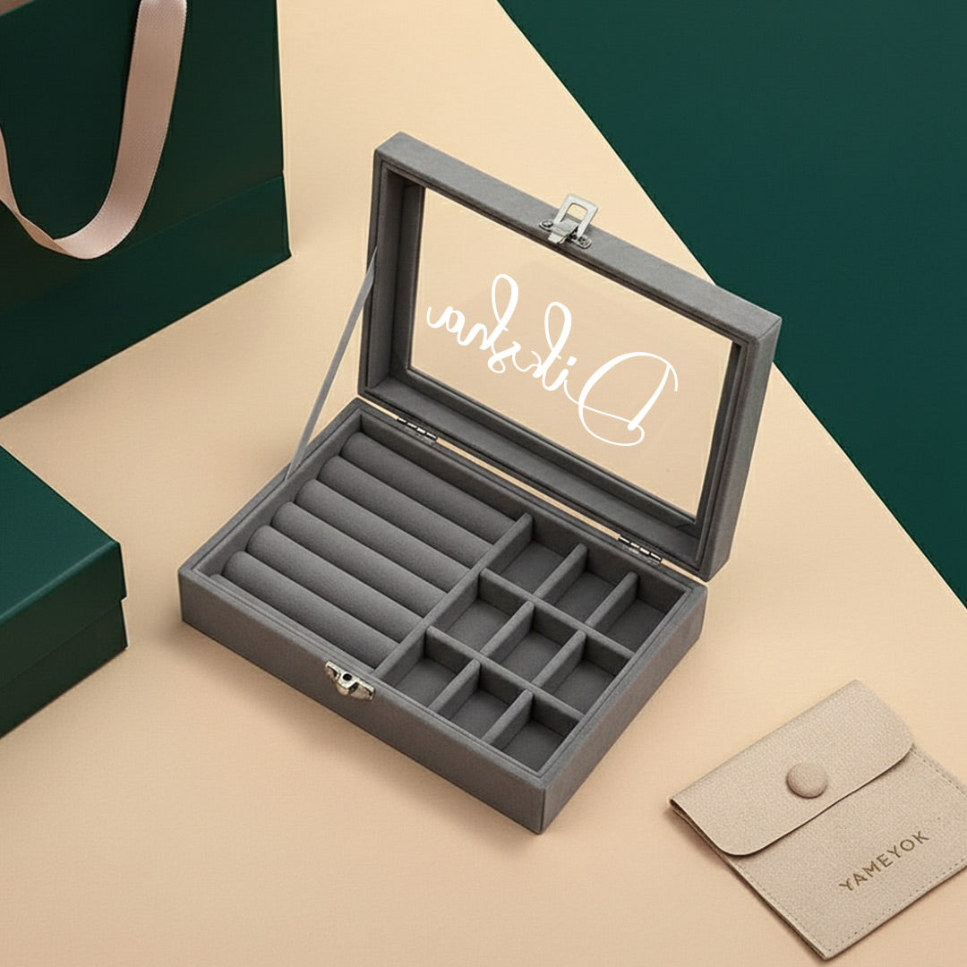 Grey Velvet Jewellery Organizer Box | Love Craft Gifts