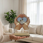 Personalized Holding Hands Heart Photo Acrylic Frame – Custom Couple Photo Table Top Gift (8×6 Inch) | Love Craft Gifts