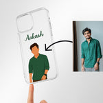 Custom Illustrated Name Phone Case – Personalized Cartoon Portrait Clear Cover | Love Craft Gifts