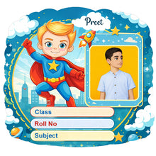 Personalized Superhero Kids Name Slips (2x3 Inch, 24 Stickers)
