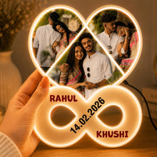 Personalized Infinity Heart LED Photo Frame | Custom Couple Name & Memory Gift - 7x8"