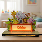 Personalized Kids Jungle Theme LED Name Lamp (8×5 Inch) | Love Craft Gifts