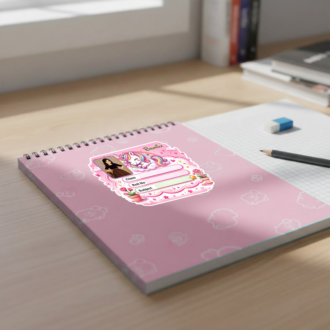 Personalized Sleeping Unicorn Pink Theme Kids Name Slips (2x3 Inch, 28 Stickers) – Custom Name & Photo School Labels | Love Craft Gifts
