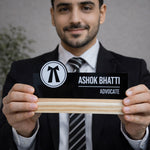 Personalized Advocate Acrylic Name Plate with Wooden Base – Custom Lawyer Desk Name Stand (7 x 3 Inch) | Love Craft Gifts