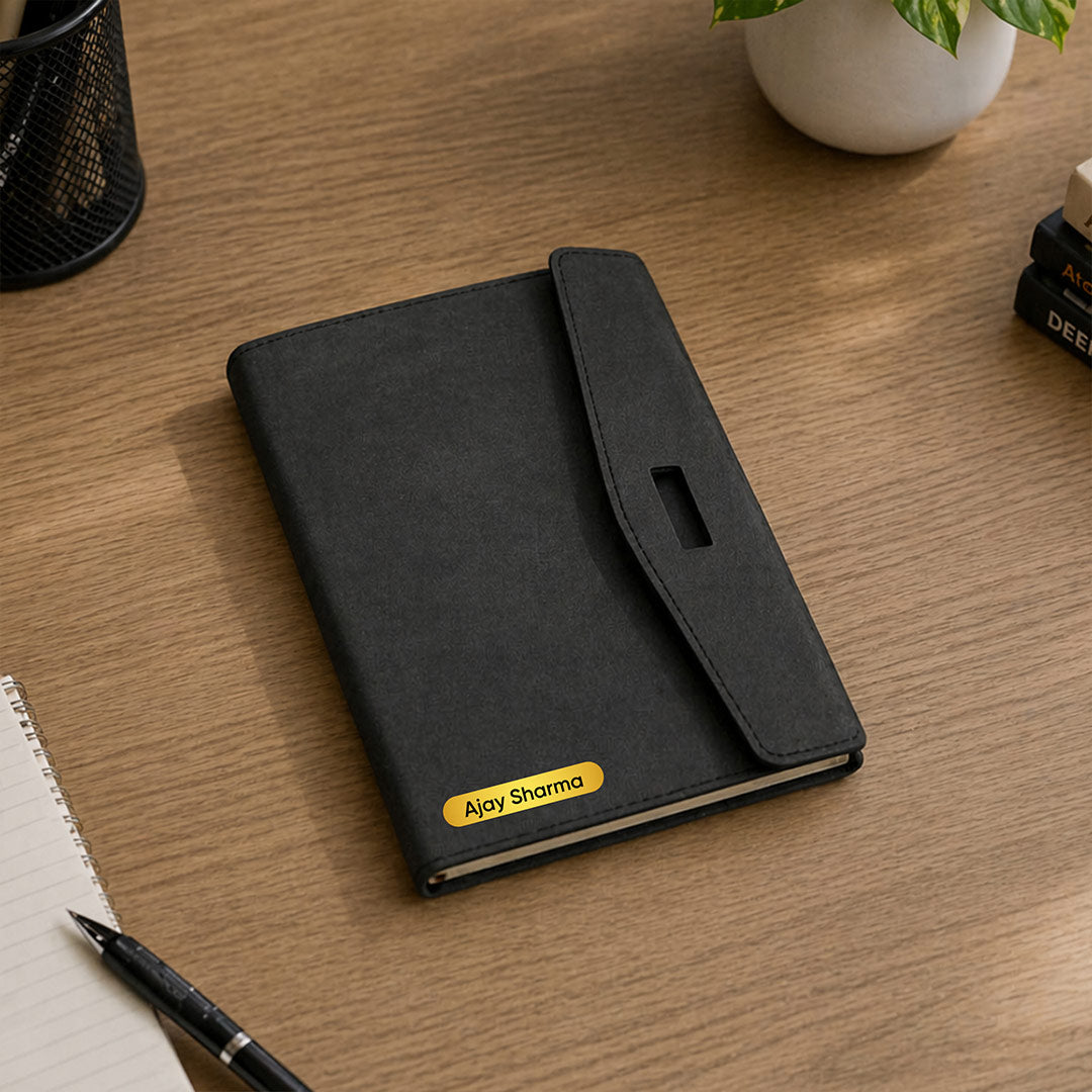 Personalized Premium Leather Diary Organizer with Custom Name – Executive Office Notebook Gift for Men & Women (Standard Gift Size) | Love Craft Gifts™