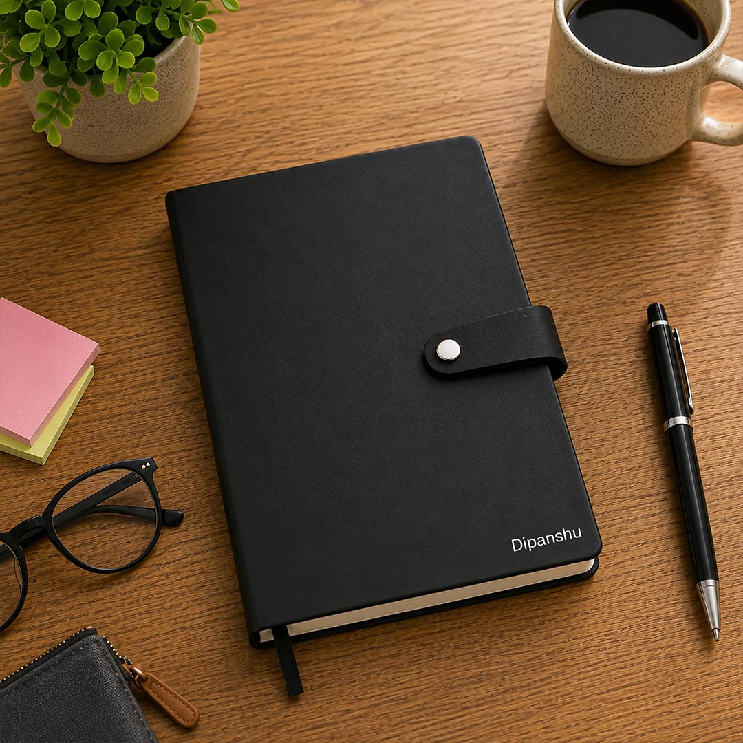 Personalized A5 PU Leather Notebook with Custom Name | Premium Executive Journal Gift for Professionals, Students & Corporate Gifting - 5.8x8.3" | Love Craft Gifts™