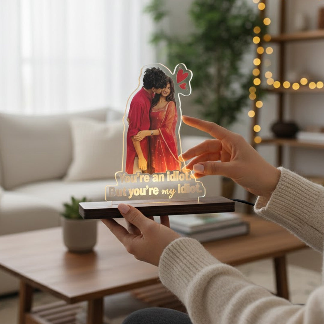 Personalized Couple Acrylic LED Lamp (5 × 7 Inch) | Love Craft Gifts