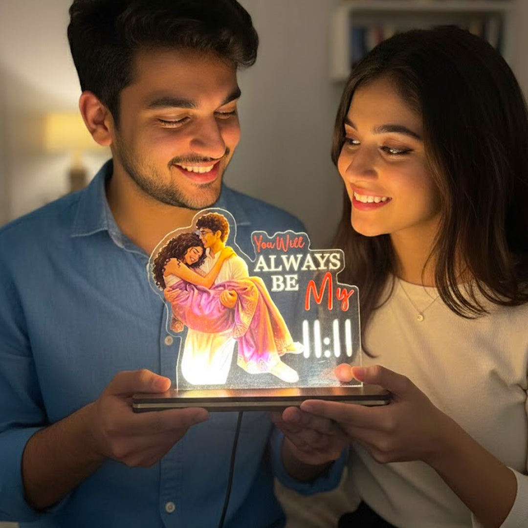 You’ll Always Be My Light – Personalized Couple Acrylic LED Lamp | Love Craft Gifts
