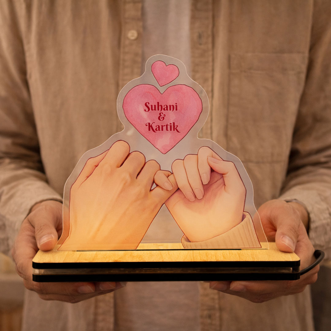 Promise of Love – Personalized Couple Hands Acrylic Lamp | Love Craft Gifts