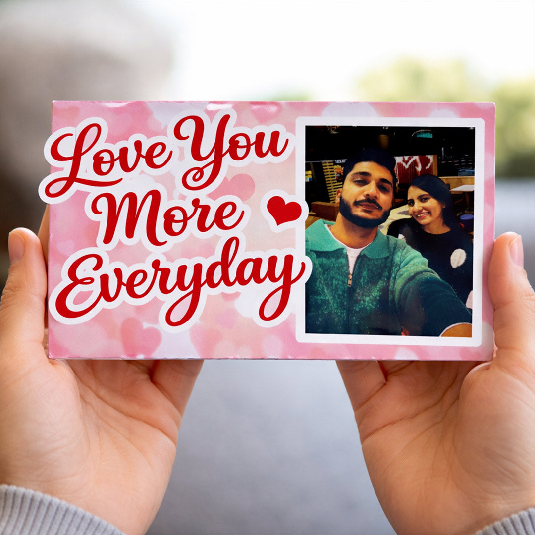 Personalized Love You More Everyday Wooden Photo Frame – Romantic Couple Tabletop Frame (8 x 5 Inch) | Love Craft Gifts