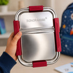 Personalized Signoraware Slim Stainless Steel Lunch Box with Custom Name | Leak Proof School & Office Tiffin Gift - 1Ltr | Love Craft Gifts™