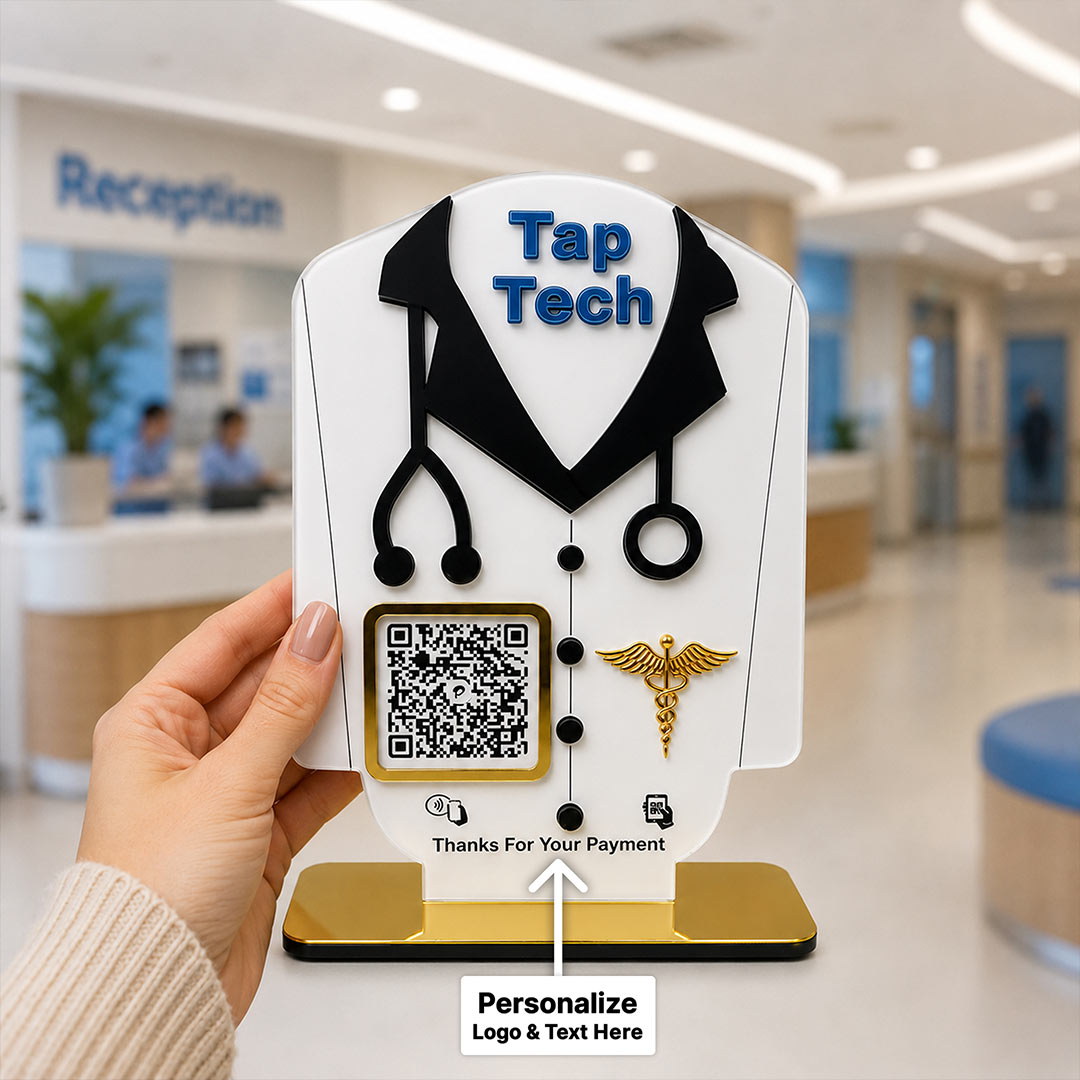 Personalized Doctor QR Code Payment Stand with Custom Logo | Professional Clinic Desk Display Gift for Doctors & Medical Clinics - 9x6" | Love Craft Gifts™