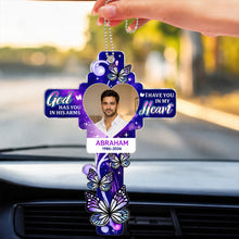 Personalized Memorial Cross Car Hanger | Sympathy Remembrance Gift for Family & Loved Ones - 3.5x2"