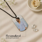 Personalized Black Bead Chain Photo Pendant – Custom Necklace for Men | Love Craft Gifts