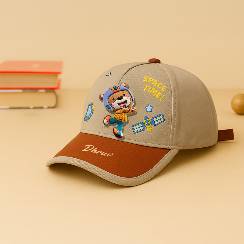 Custom Name Kids Cap with Frog Spinner – Playful Cartoon Hat for Toddlers | Love Craft Gifts