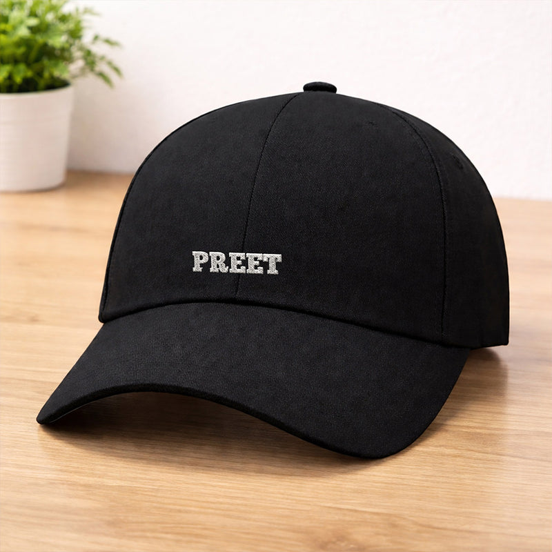 Personalized Name Printed Black Cap – Custom Text Adjustable Baseball Hat for Men & Women | Love Craft Gifts