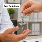 Personalized Doctor Caduceus Metal Keychain with Custom Name – Premium Medical Symbol Keyring Gift for Doctors & MBBS Students (Standard Gift Size) | Love Craft Gifts™